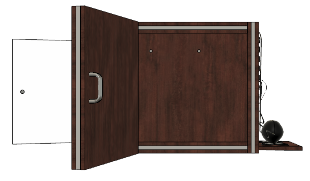 Acrylic Hinged, Front-Load Humidification Unit Drawing – Rear view